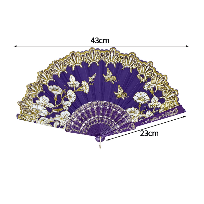 Abanico de mano plegable de seda Vintage, abanico personalizado antiguo de bambú, abanicos de utilería de baile femenino de estilo chino, decoración portátil grabada a mano: Caqui