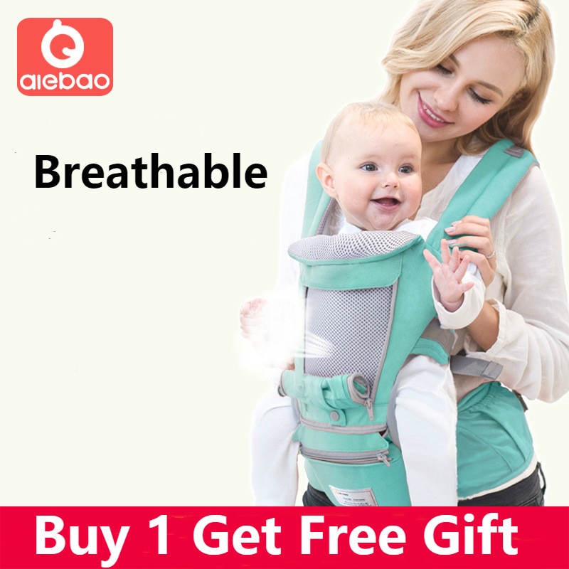 Aiebao Ergonomische Draagzak Baby Kids Rugzak Heupdrager Sling Voorkant Kangoeroe Baby Wrap voor Baby Reizen 0- 36 maanden
