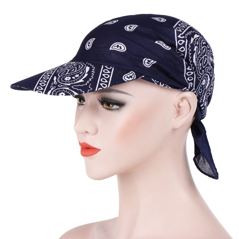 Women Head Scarf Visor Hat with Wide Brim Sunhat Summer Beach Sun Hats Female Casual Printed Cap Women Headscarf Baseball Cap: Color 9