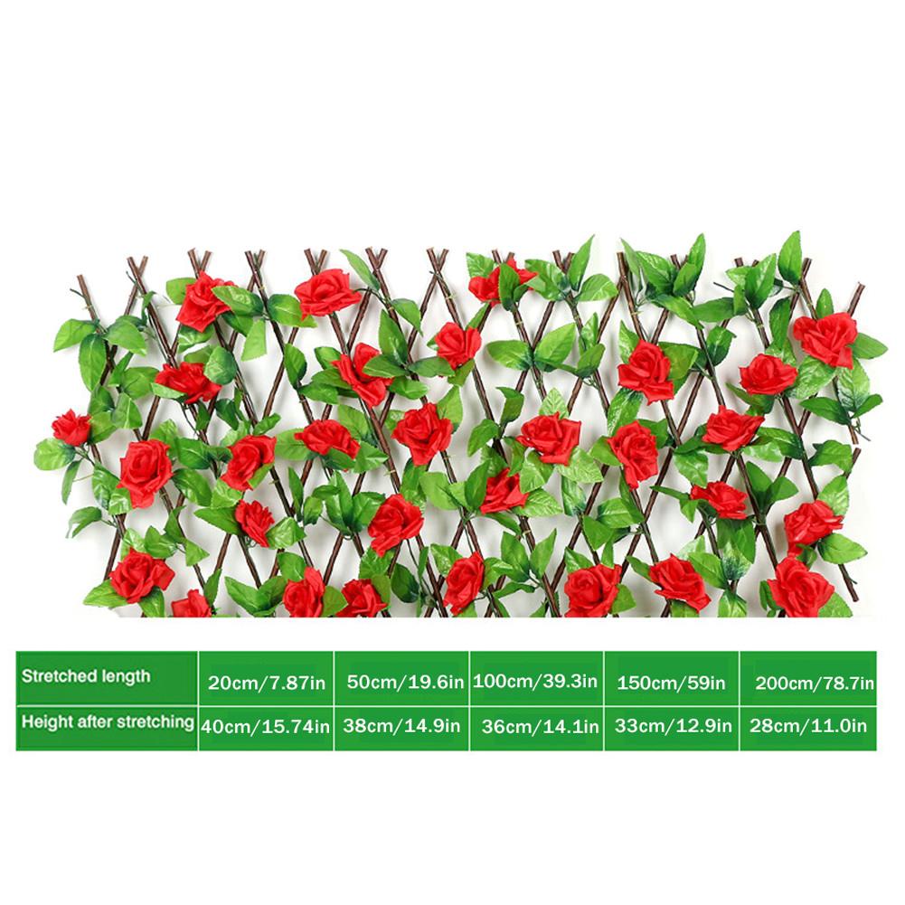 Artificial Garden Flowers Leaves Plant Fence Privacy Screen Etractable Extension For Outdoor Fencing Backyard Home Greenery Wall: A