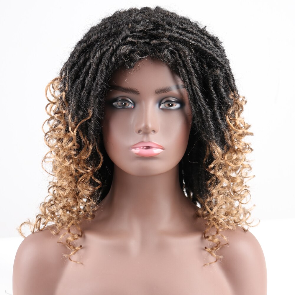 14'' Goddness Locs Hair Wig Short Synthetic Soft Faux Locs Wigs for Black Women Black Brown Crochet Braids Wigs Heat Resistant: 1B-27