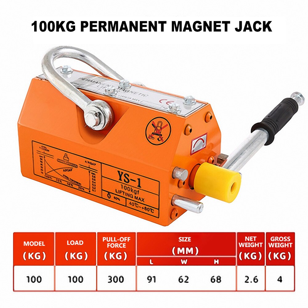 Permanente Magneet Jack Magnetische Kraan 600KG1t Zuignap 400T Sterke 2 Ton Magneet 3 Schijven Hijsen