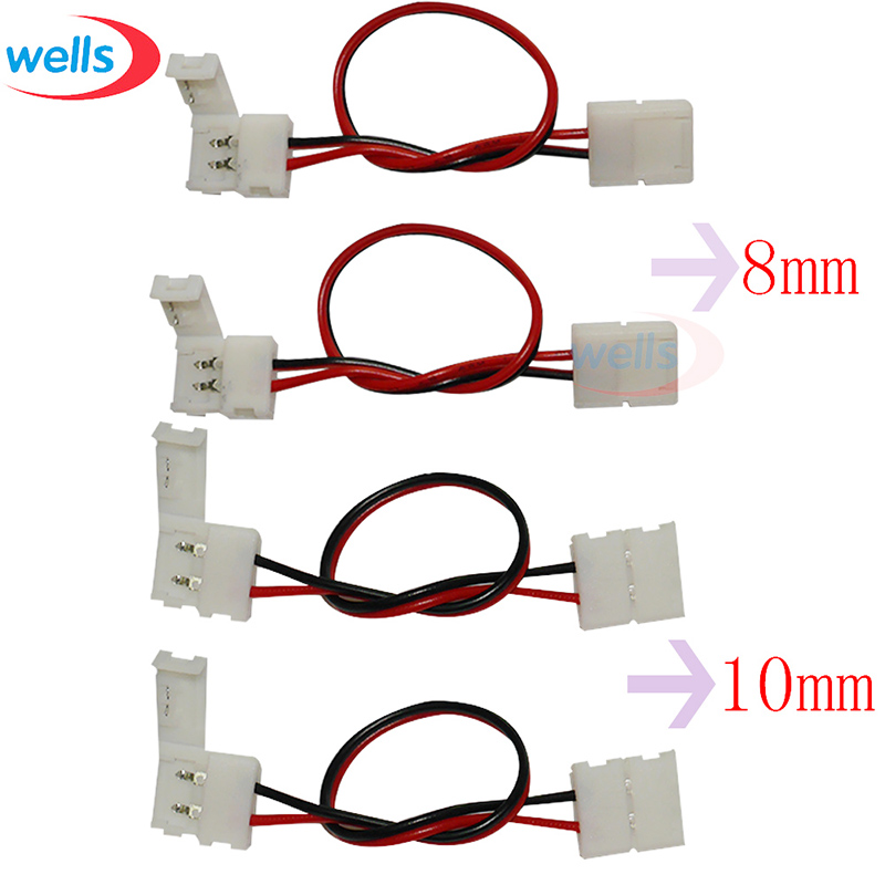 5 Pcs 8mm10mm 2pin 3pin 4pin Enkele Dubbele Connector Kabel Voor Enkele Kleur 3528 5050, WS2811 WS2812B 5050 Rgb Led Strip Licht