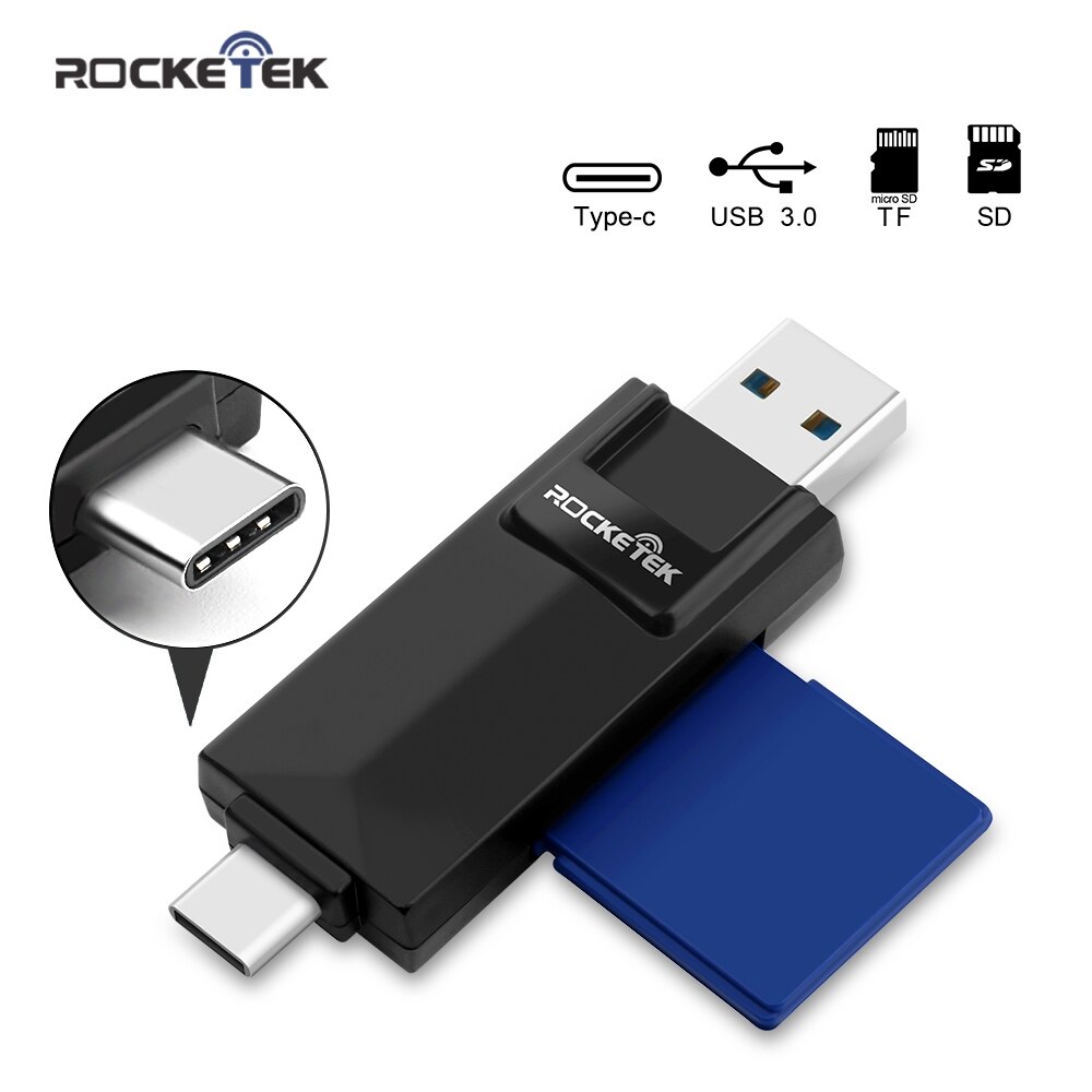 Rocketek tipo c usb 3,0 otg teléfono tipo c multi 2 en 1 lector de tarjetas de memoria 5Gbps adaptador para SD/TF micro SD accesorios de computadora.
