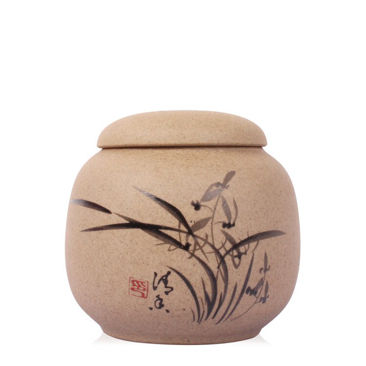 Boîte à thé Kongfu | Coffres traditionnels chinois de stockage de thé en porcelaine peinte à la main, nourriture Puer, poterie, thé vert: Orchid Pottery