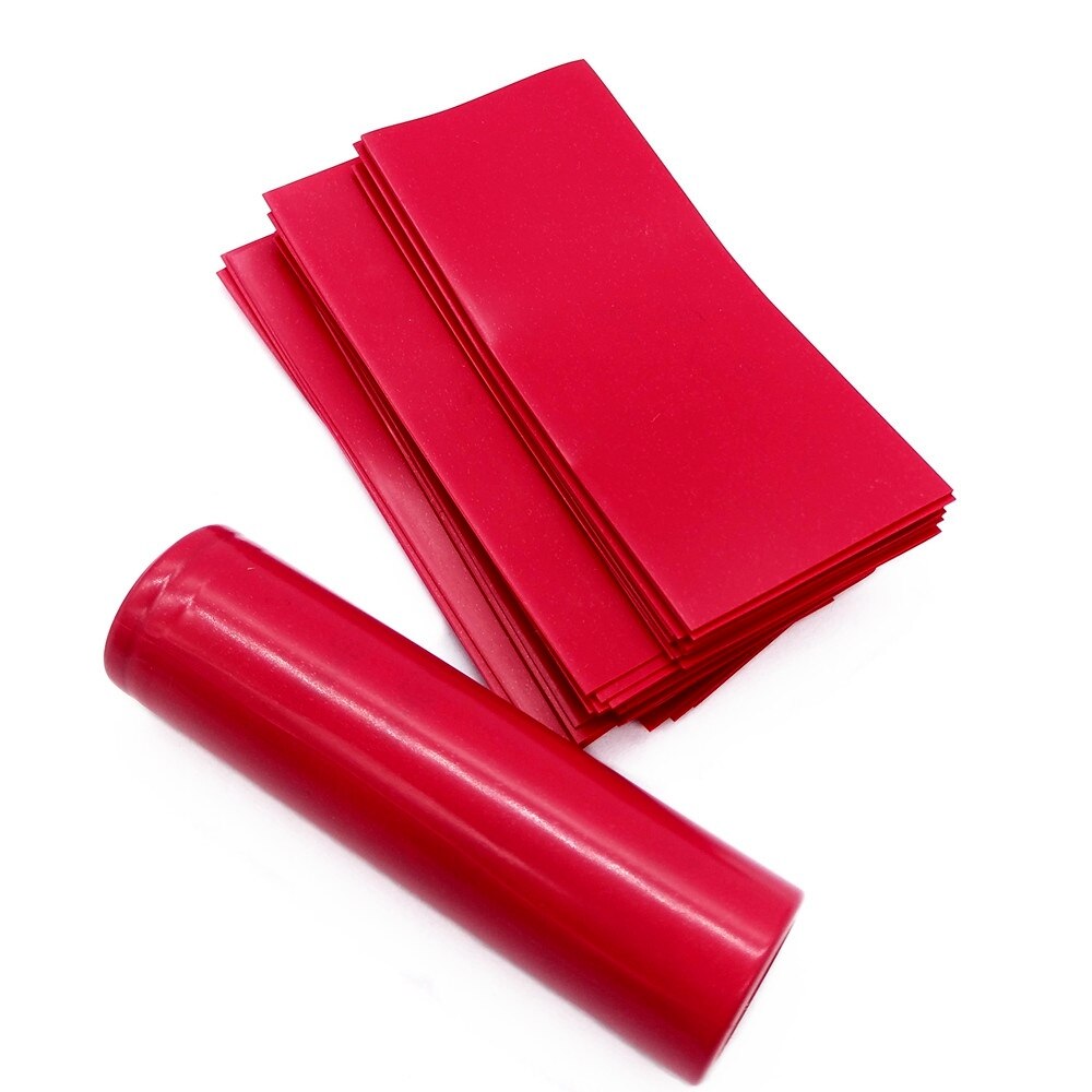 100Pcs/Pack 21700/20700 Battery Sticker A-touch Colorful 18650 Battery Wrap Protective Skin Sleeve PVC Heat Shrinkable Tubing: Red-100pcs