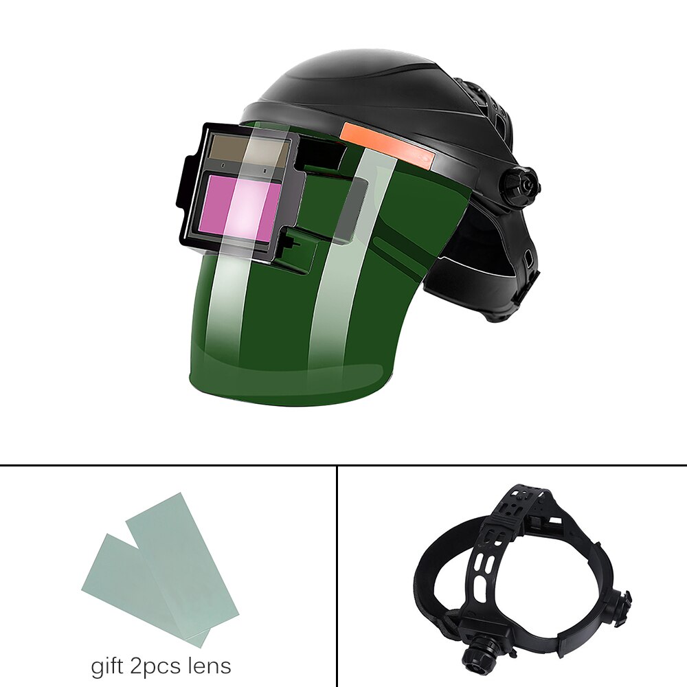 Solar automatisk svejsehjelm svejsemaske hovedmonterede briller lys filter svejsehætte beskyttelseshjelm flad flip halv: B
