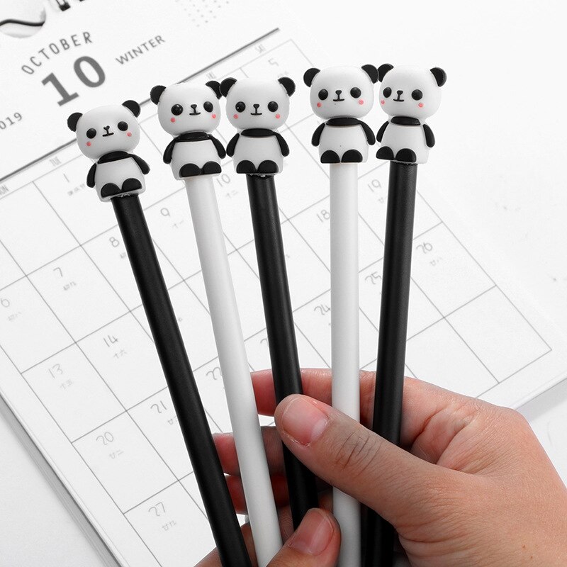 2 stks/partij Kawaii panda Gel Pennen 0.5mm Zwarte Inkt Briefpapier Leuke Pen Rollerbal pennen Office School stylo Levert PH163