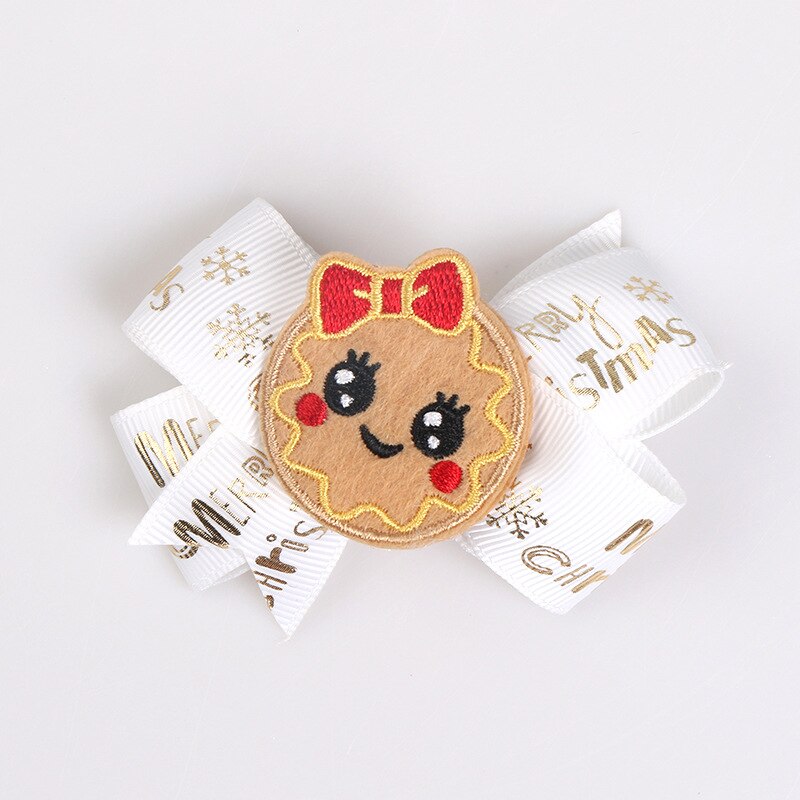 OPPOHERE Cute girl Christmas Bows Hair Clips style Glitter Elk Santa red Colors Hairpin For Kids Festival: 5