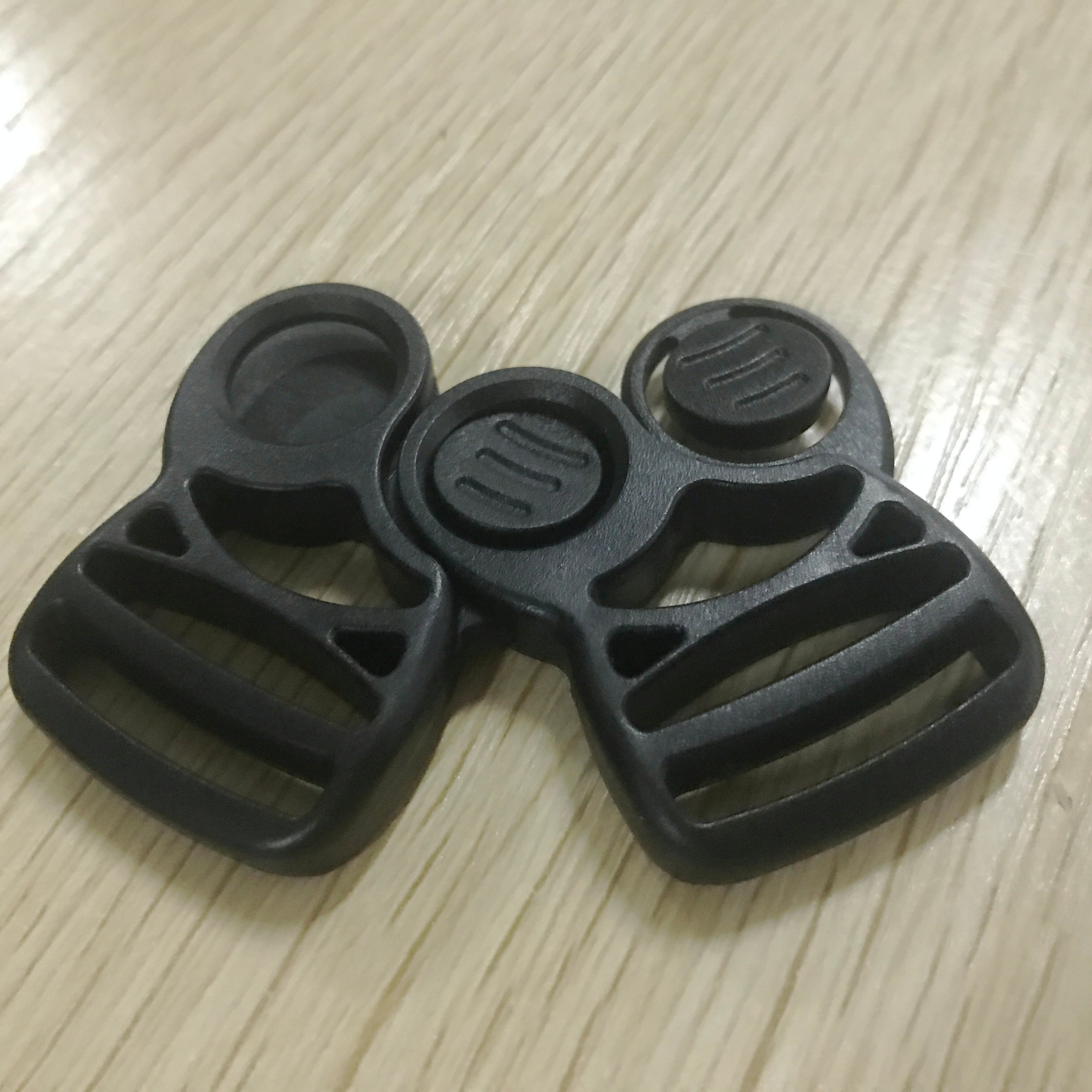 Dubbele veiligheid draaien side release bucle voor draagzak, roterende gesp plastic dubbele passen, pom gesp