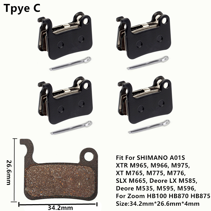 4 par halvmetalliske skivebremseklosser til sykkel, terrengsykkel, til shimano  b01s g01s a01s xtr xt slx deore sram guide nivå hdr rød etap magura: Blå