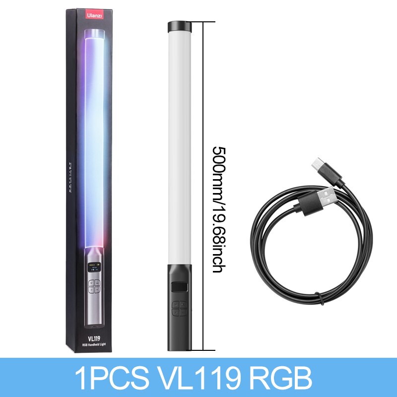Ulanzi-Barra de luz LED i-light VL119 barra de luz de mano RGB 2500-9000K iluminación de fotografía tubo magnético de luz para vídeo y Vlog: Negro
