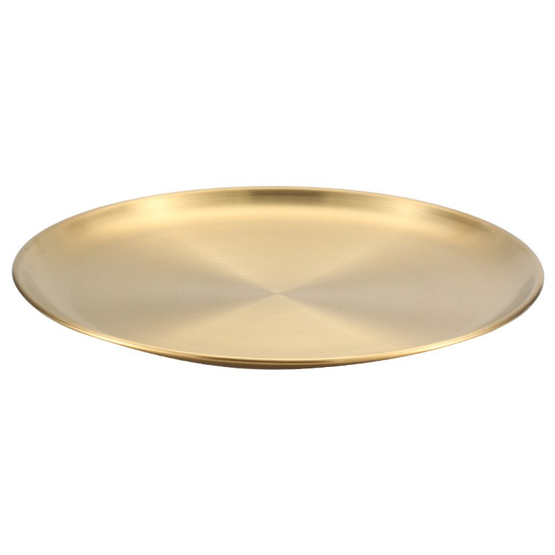 Stainless Steel Dinner Plates Golden Tray Western Food Plate Barbecue Plate Cake Dessert Fruit Disc Buffet Plate: Gold / 30cm