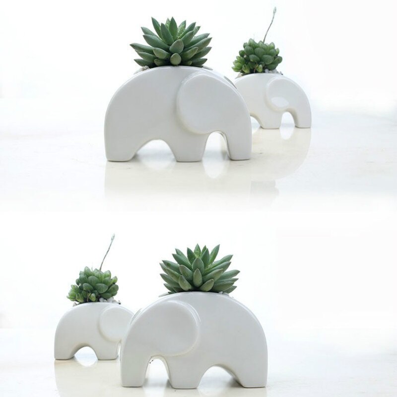 einstellen von 2 stück Elefanten förmigen keramik blumentopf Mini elefant porzellan blume pflanze topf für Schreibtisch Heimat Garten dekoration