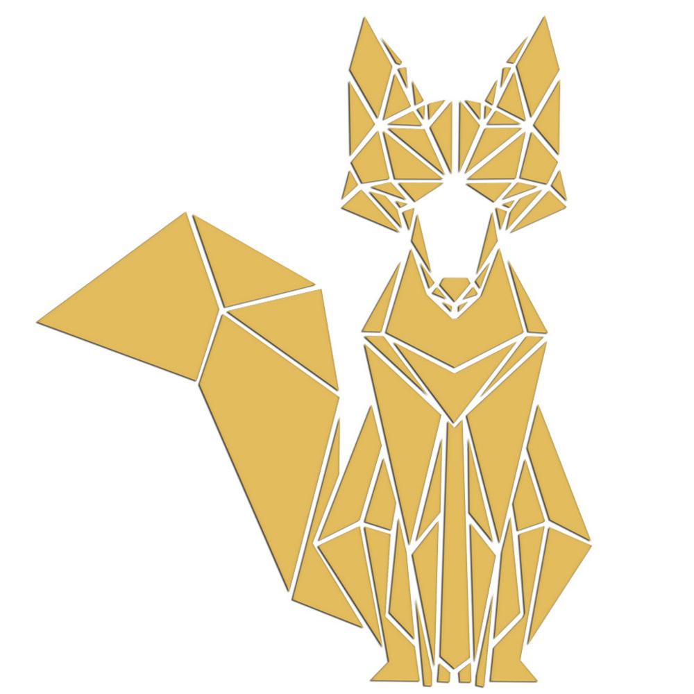 Geometric Animal Foxs 3D Acrylic Mirror Wall Stickers Living Room Wall Decals Mirrored Decorative Sticker For Kids Room CD: Gold