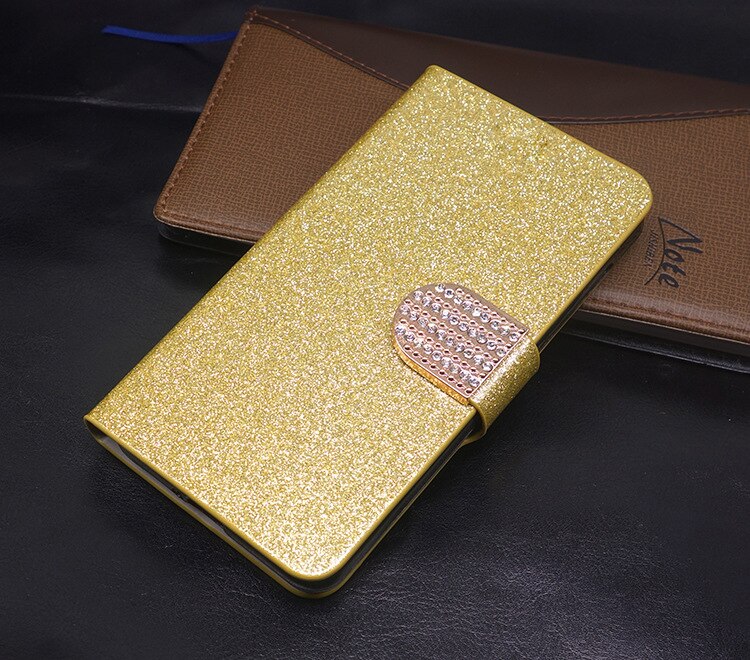 Wallet Flip Case For Honor 7S DUA-LX2 DUA-L22 Case 5.45'' PU Leather Fundas For Huawei Honor 7S 7 S Honor7S Cover: Gold With Diamond