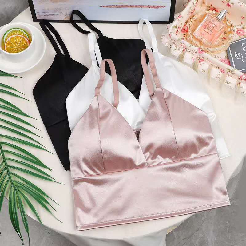 Naisten putki toppi silkki mukava crop toppi seksikäs camisole langaton kesä v #39 pääntie hihattomat alusvaatteet