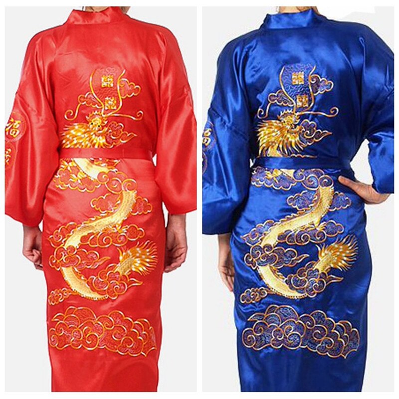 Kimono Men's Nightgown Embroided Gragon Bathrobe Gown Robe Home Clothing Traditional Tang Suit Sleepwear Loose Pajamas MA70007