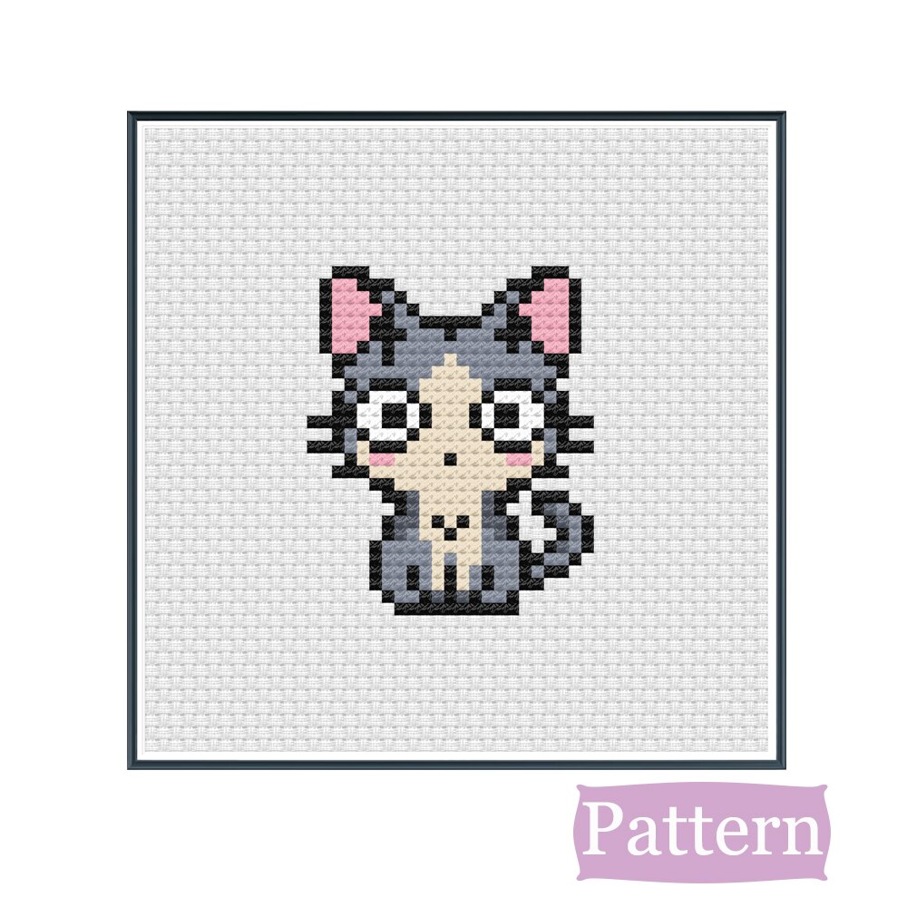 Cat Cross Stitch Pattern Chart DMC Symbol Color Chart