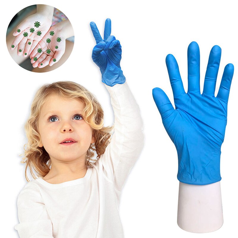 20 Pcs Kinderen Blauw Wegwerp Latex Handschoenen Nitril Beschermende Handschoenen Universeel Voor Links En Rechts Handen Kids