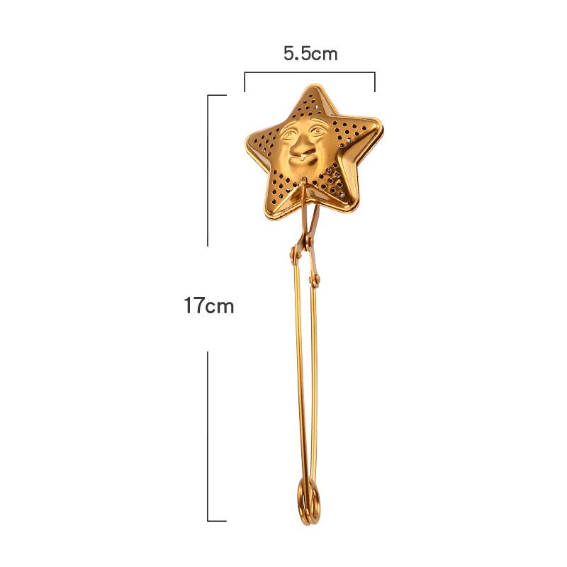 Gold Tea Infuser Stainless Steel Shell Heart Star Pattern Reusable Tea Coffee Strainer Tea Tools Teapot Accessory 1pc: style 1