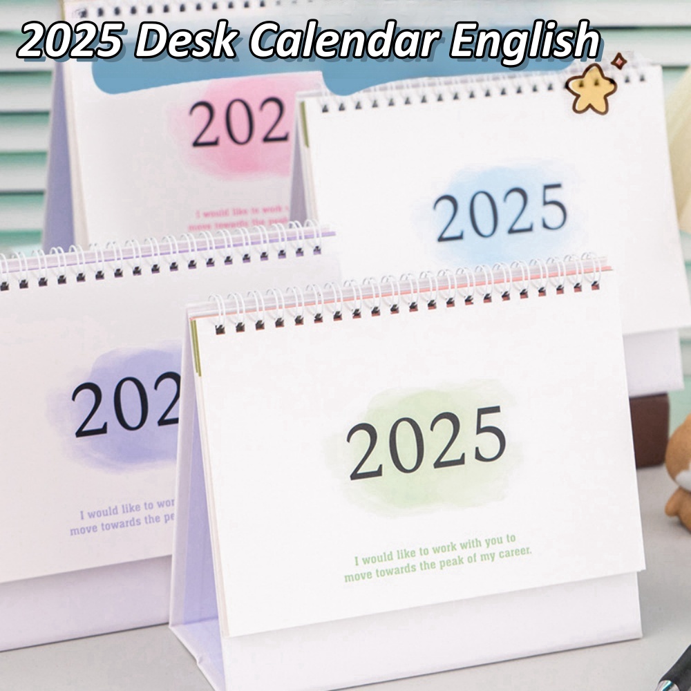 INS-Calendrier de bureau avec note mémo, grand calendrier à rabat, calendrier de bureau simple, licence mensuelle, anglais 2025, maison, bureau, école