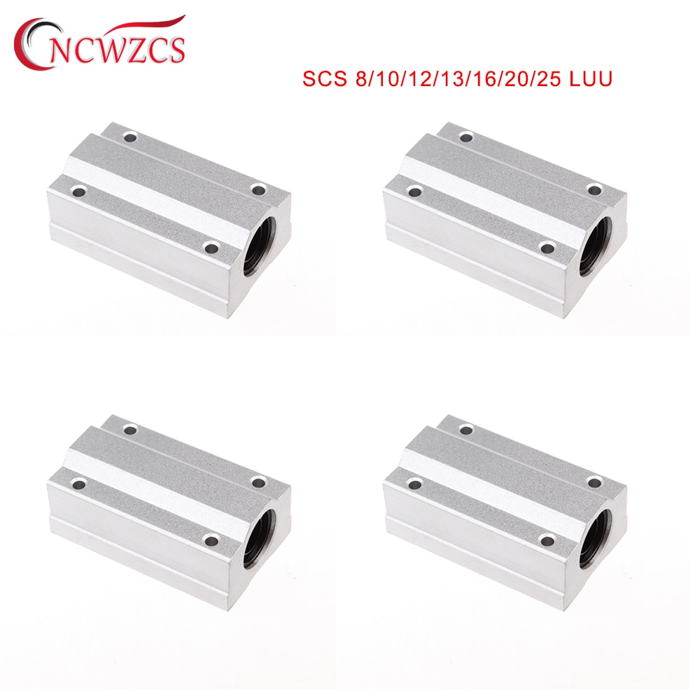 4pcs Linear Motion Ball Bearing Block Bushing SCS 8/10/12/13/16/20LUU Linear Shaft CNC 3D Printer Parts