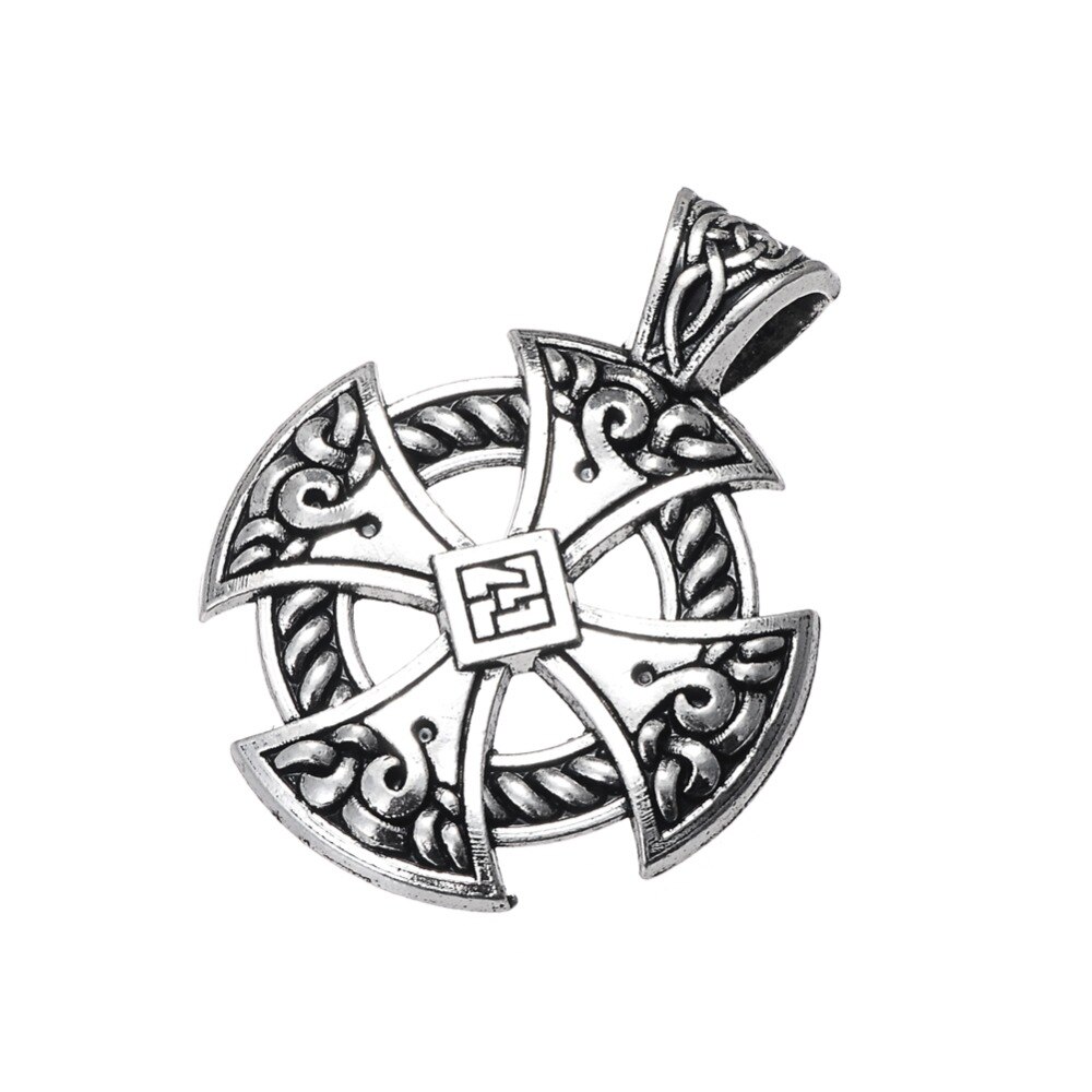 Fishhook Vintage Stijl Antieke Zilveren Kleur Hanger Met Cirkel Knoop Hamer Heidense Tradities Touw Ketting Cadeau Voor Mannen Ketting