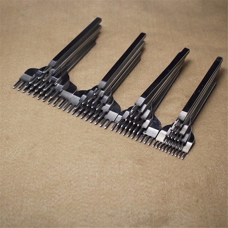 Juego de Herramientas para artesanías de cuero, cincel de acero inoxidable, Kit de herramientas para perforar costuras, DIN889