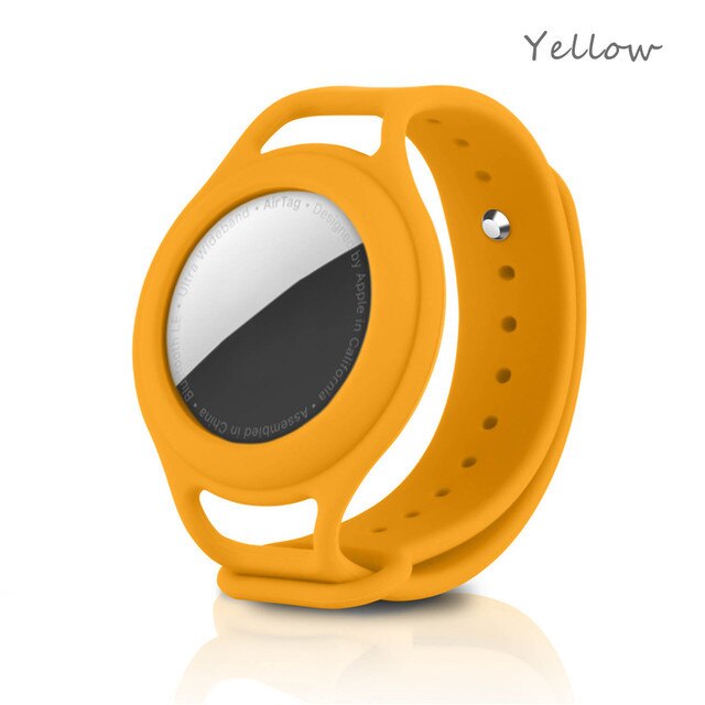 Voor Apple Airtags Kinderen Pols Bandjes Siliconen Case Air Tag Accessoires Protector Tracker Beschermhoes Voor Airtag Horlogeband: Yellow