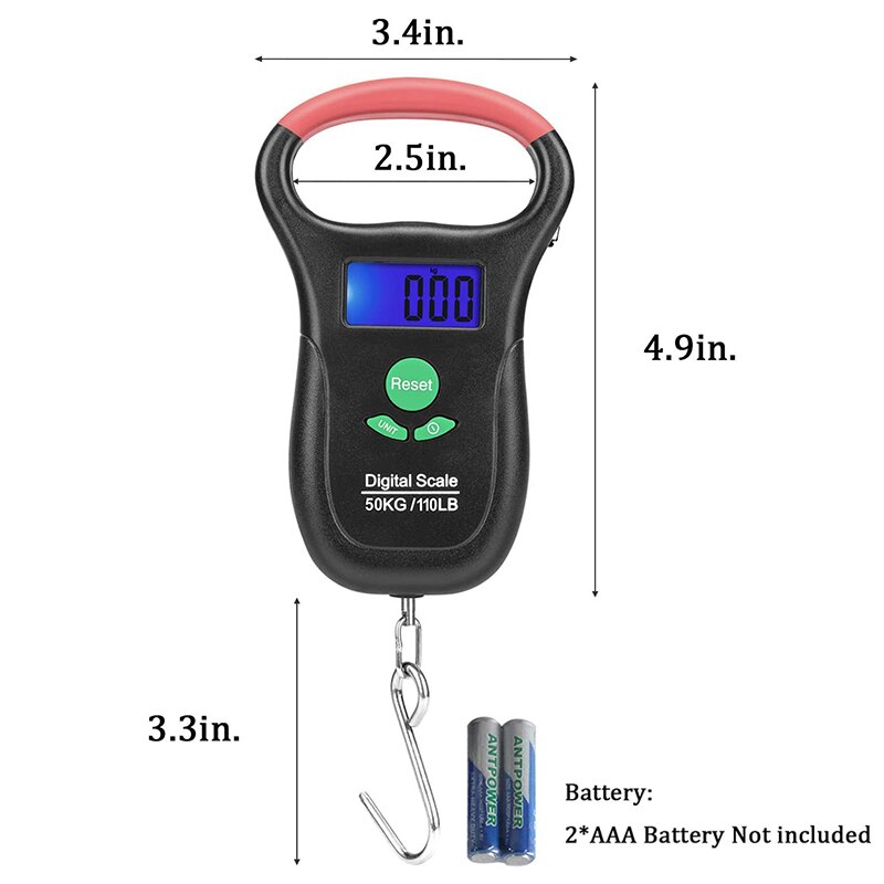 Luoyer Digital Fishing Scale 50kg/110LB Backlit LCD Display Hanging Luggage Bow Scale with Measuring Tape Ruler Electric Balance