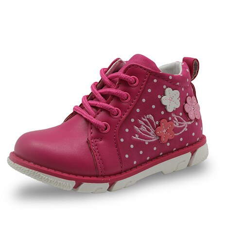 Apakowa Lente Herfst Kids Meisjes Sneakers Schoenen Handgemaakte Mode Peuter Meisjes Laarzen Bloem Pu Leren Laarzen Kinderen Laarzen: peach / 6.5