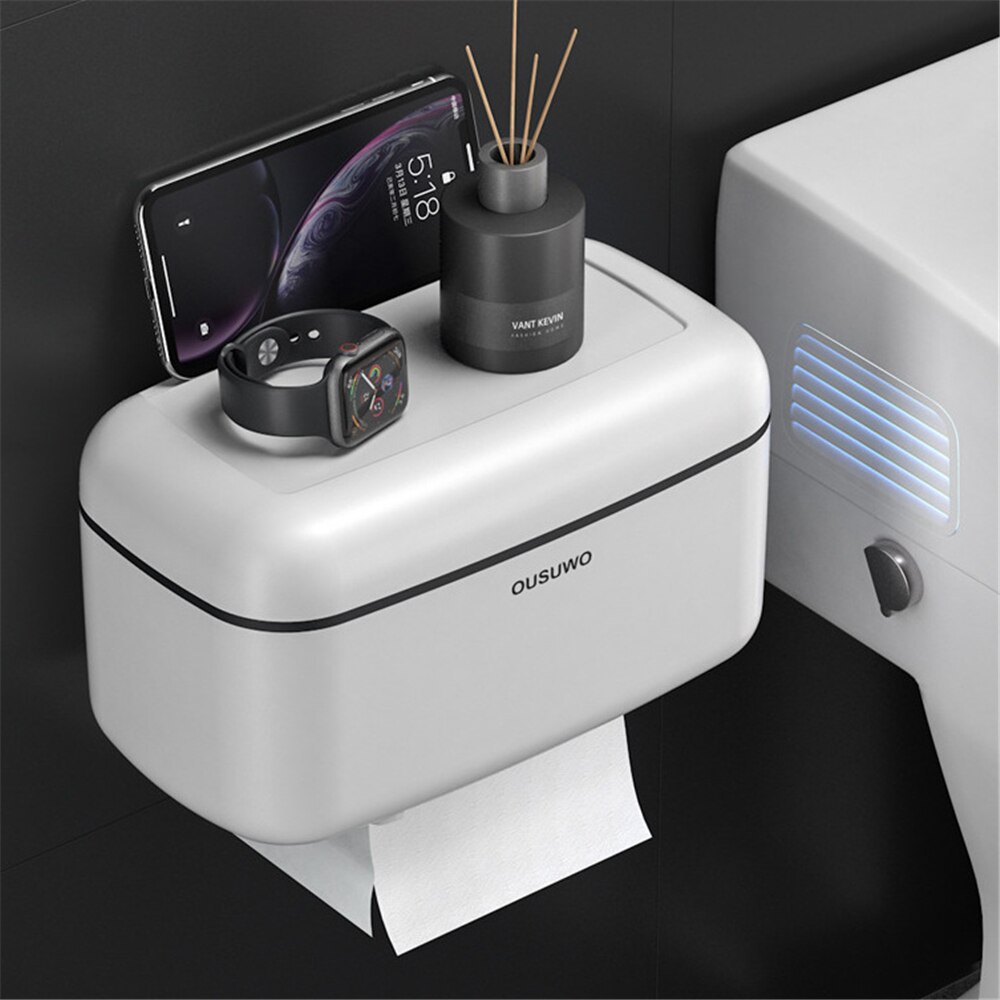 Wall Mounted Toilet Paper Holder Waterproof Tray Roll Tube for Toilet Paper Storage Box Tray Tissue Box Shelf Bathroom Product