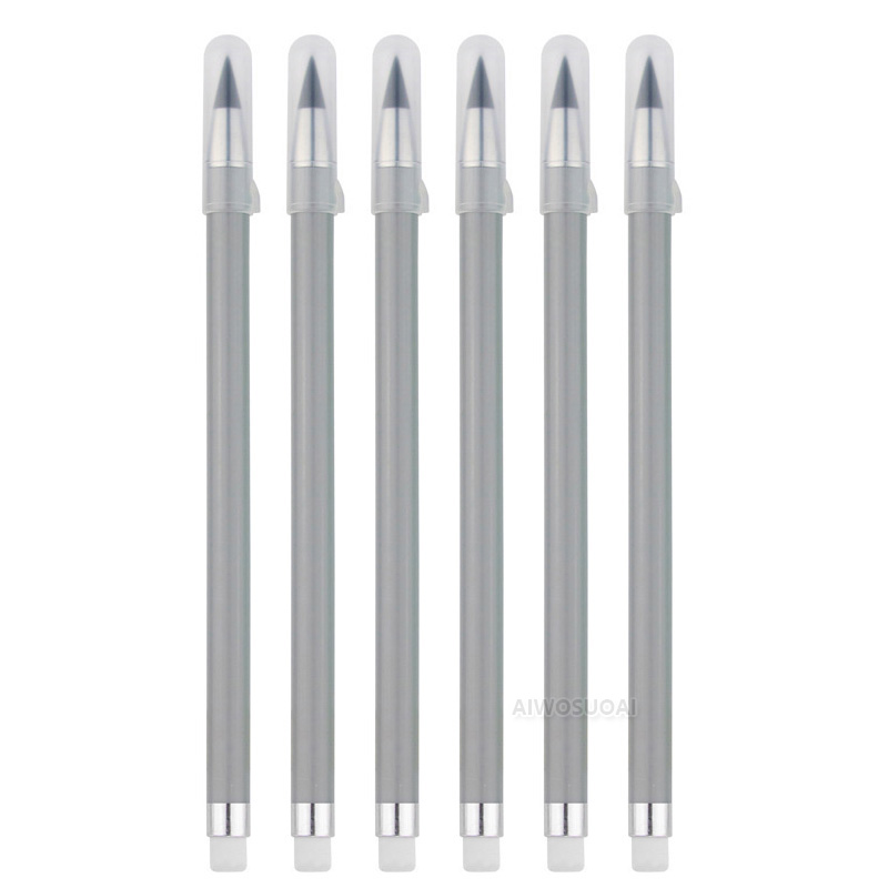6 unids/set lápiz sin tinta escritura ilimitada sin tinta HB pluma herramienta de pintura para bocetos escuela suministros de oficina para papelería para niños: Gris claro