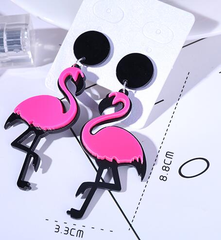 Mode Grote Acryl Flamingo Oorbellen Voor Vrouwen Meisje Punk Vogels Dangle Lange Oorbellen Vrouwelijke Brincos Partij Sieraden: pink