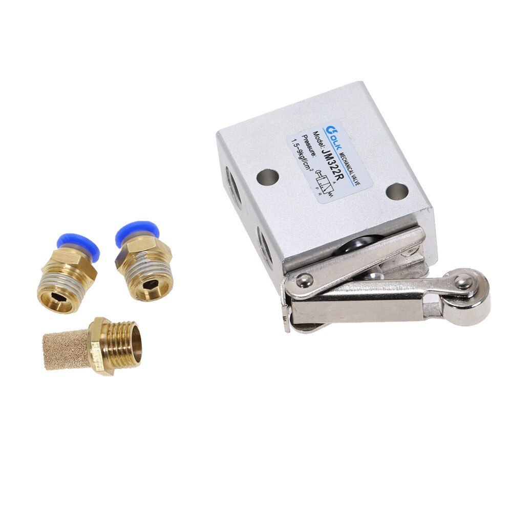 1PCS Pneumatic valve switch JM322R 2 Position 3 Way Female Thread 1/4" 12mm Roller Lever Air Mechanical Valve