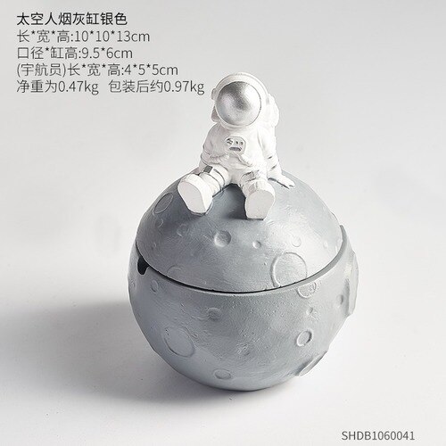 Cenicero moderno de resina europea con forma de astronauta, para novio, decoración creativa para salón, Luna, artesanías, decoración para el hogar: D