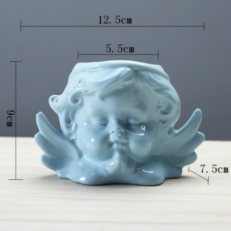 Maceta de cerámica con forma de Ángel y flor, lavabo de Cactus, planta suculenta en maceta, oración azul: ZR1246A6
