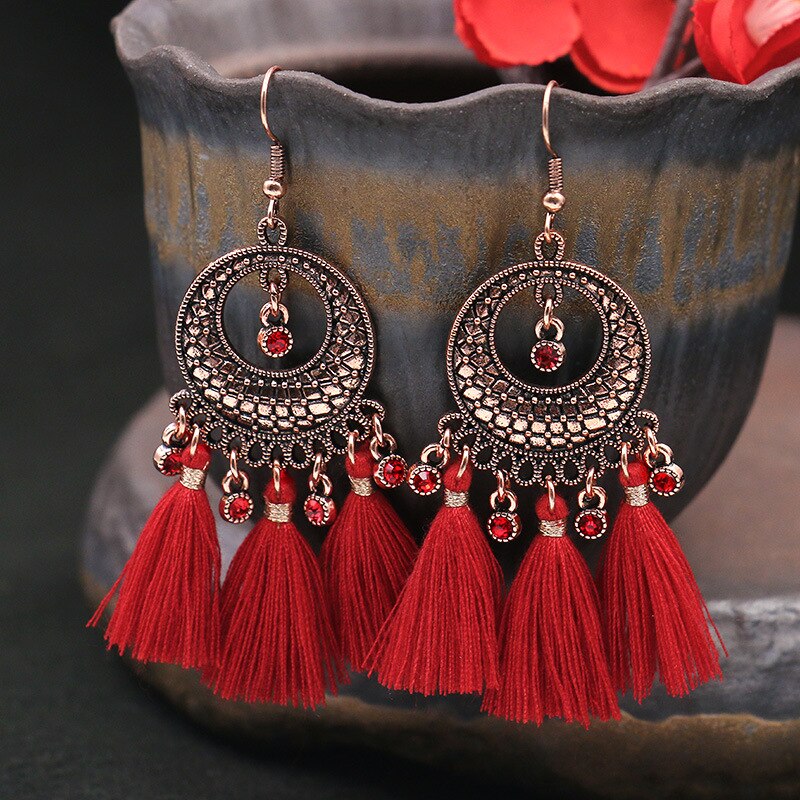Moda artystyczna długie kolczyki Tassel osobowość Retro spadek kolczyki wykwintne biżuteria z koralików jako prezent dla kobiet Dropshipping: 9