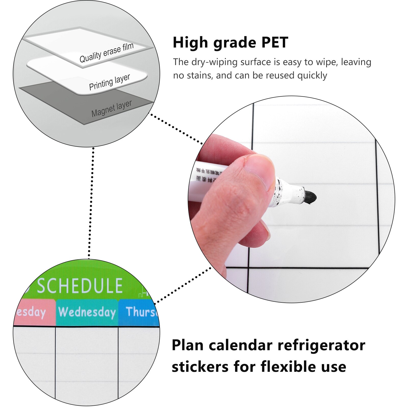 1Pc Erasable Monthly Schedule Board Magnetic Plan Calendar Reminding Board