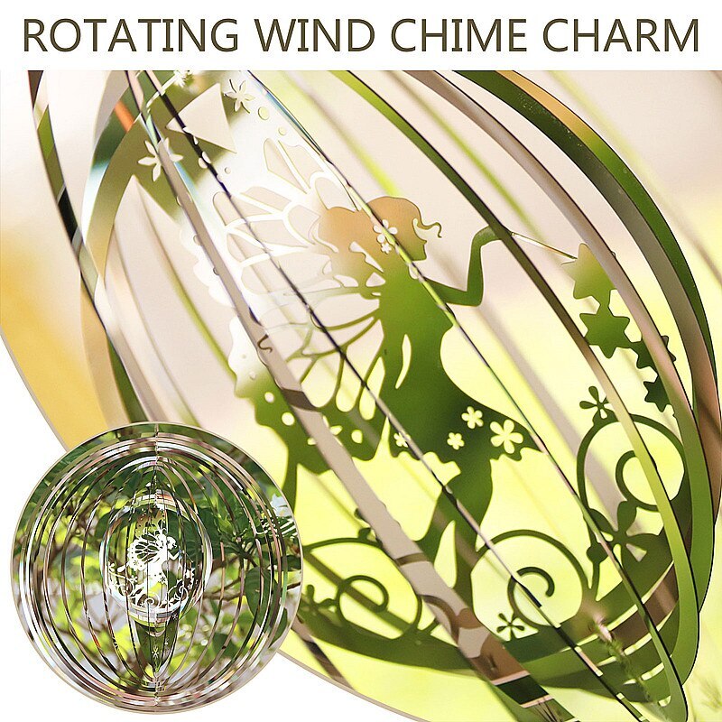 Fairy Windgong Rvs Windmolen Met Haak Kinetische 3D Roterende Ronde-Vorm Hanger Wind Catchers Opknoping Home Decor