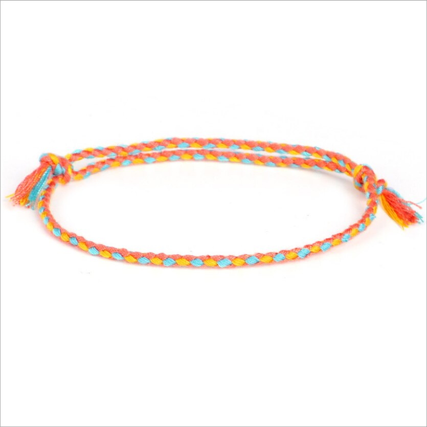 Pulsera de cuerda multicolor trenzada hecha a mano para hombre y mujer, brazalete ajustable étnico, joyería, de pareja: 14