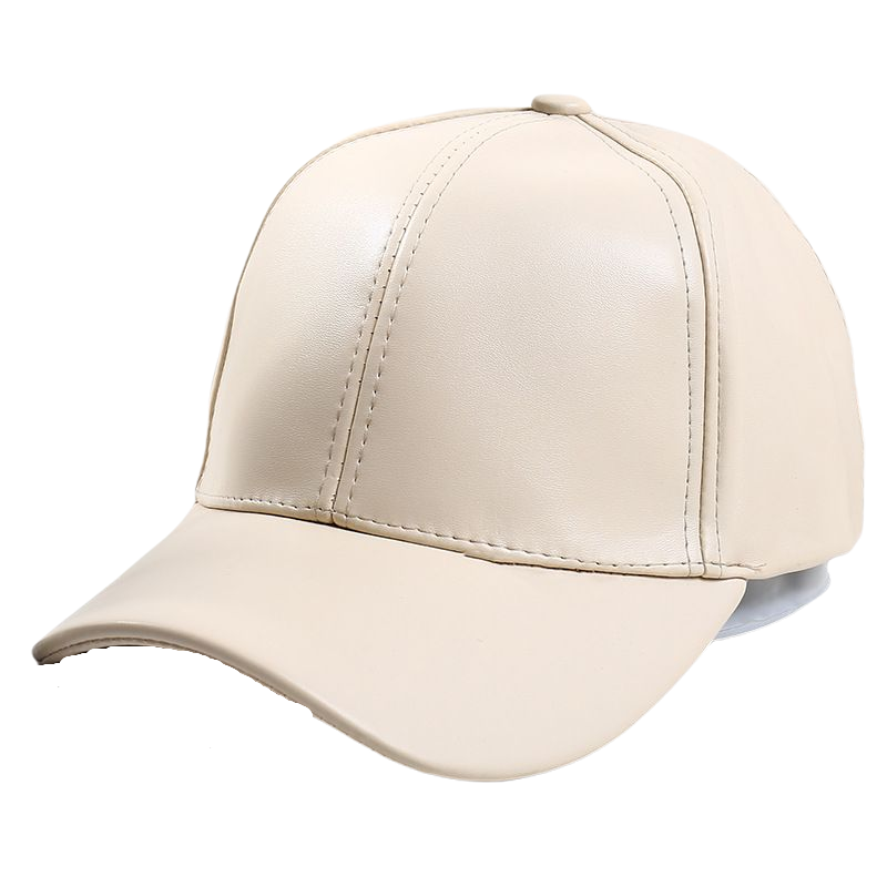 6 Panel PU Faux Leather Curved Baseball Cap Dad Hats for Women Men,Red Pink Black Blue Brown: Beige