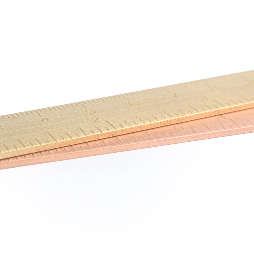 Vintage Brass Ruler 15cm Handy Straight Ruler Drawing Measuring Tool Bookmark Ruler Cm Inch Dual Scale Office School Supplies