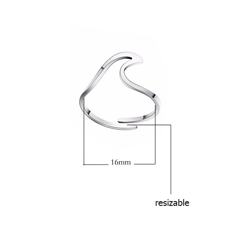 Re Resizable Wave Wedding Ring Voor Vrouwen Sieraden Accessoires Engagement Ring Vrouwen Jurk Party Ring Rvs J40