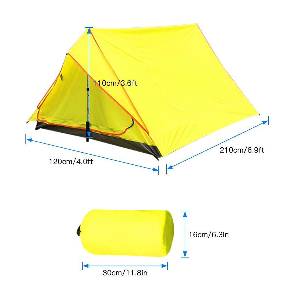 Outdoor Ultralight Camping Tent Summer Beach Fishing Tent Waterproof Portable Sun Shelter 2 Person Backpacking Tents: Yellow 1.2m