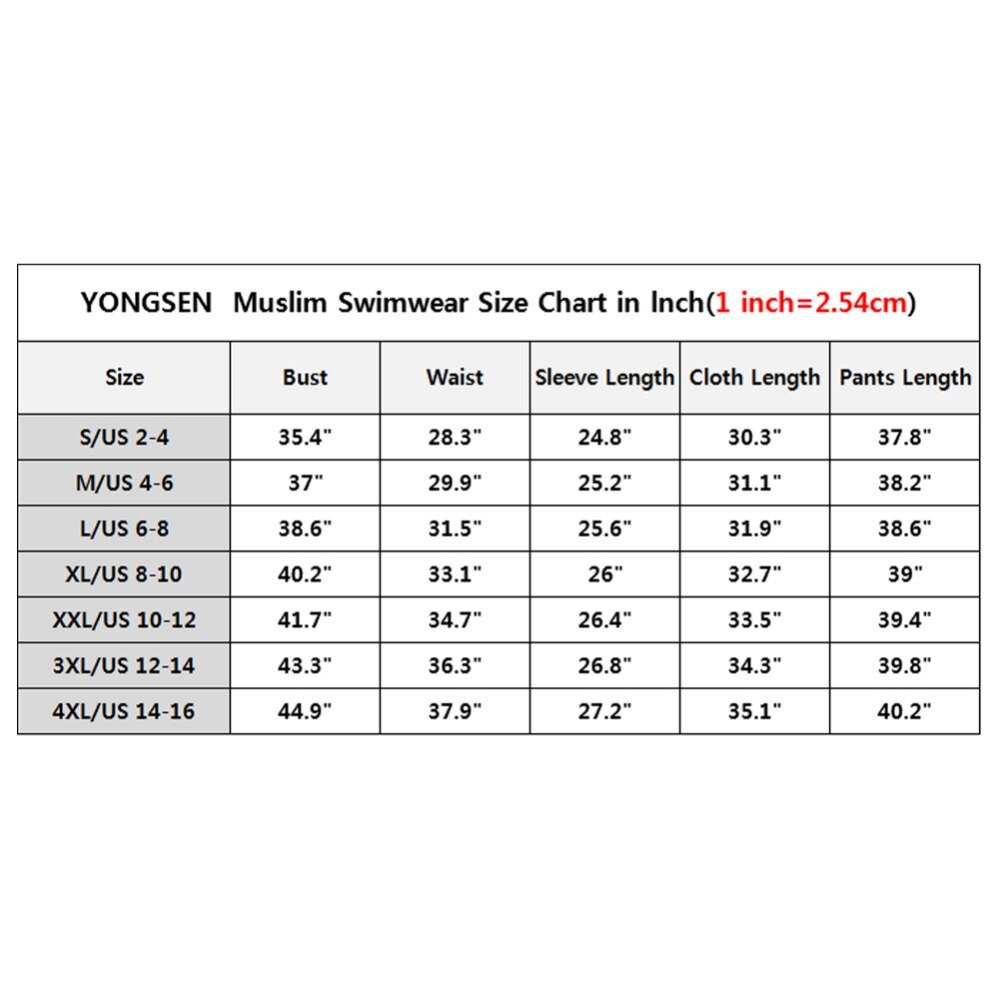 Yongsen full dekning beskjeden muslimsk badedrakt islamsk badedrakt for kvinner arab beach wear hijab badedrakter badedrakt burkinis