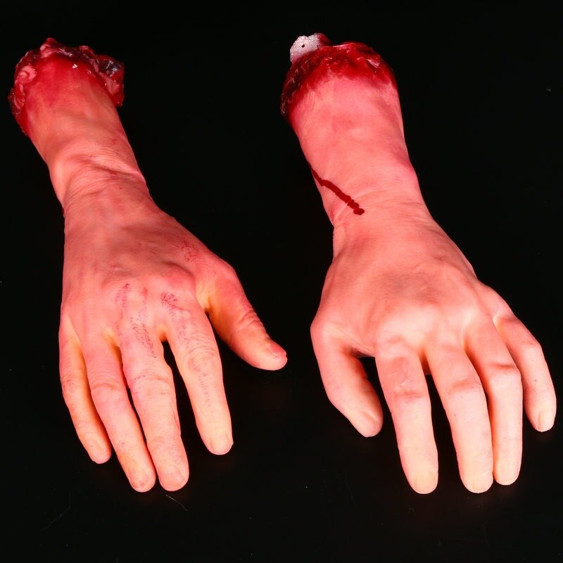 Human Arm Hand Bloody Dead Body Parts Haunted House Halloween Prop Right AR Toy