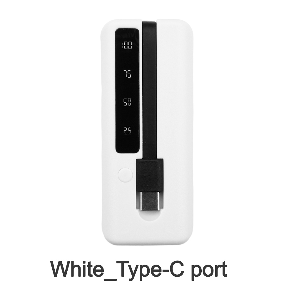 1*18650/18700/20700/21700 Lithium Battery Power Bank Case Type-C USB Charger Outer Case Plastic Shell with LCD Display and Cable: black
