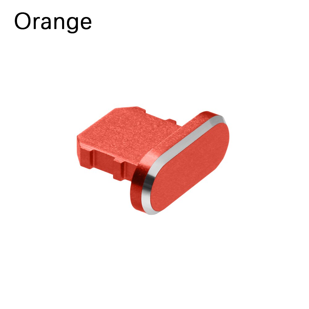 11 colori 1PC metallo colorato Anti polvere caricabatterie Dock Plug Stopper Cap Cover per IPhone 11 12 Pro MAX X XR Max 8 7 6S Plus: orange